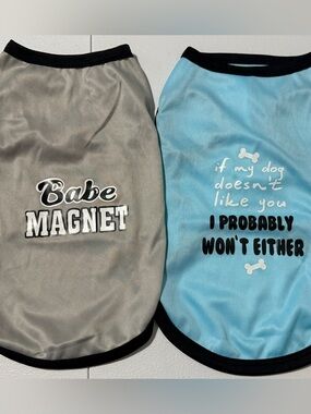 2 pc Dog Tank Pet Graphic T-Shirts Sz M